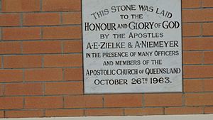 Foundation stone, Apostolic Church, Norwell, 2014
