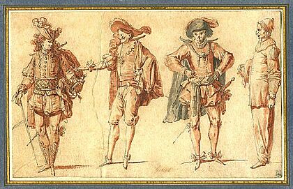 Four Commedia dell’Arte Figures claude-gillot