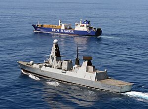 HMS Diamond Escorting Ark Futura During Operation Recsyr MOD 45157603