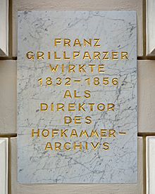 Hofkammerarchiv Plaque Grillparzer DSC 5268w
