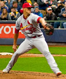 Jack Flaherty pitching for the St. Louis Cardinals in 2018 (Cropped)