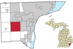 Location within Wayne County