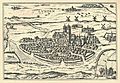 Lund cirka 1588 (Frans Hogenbergs kopparstick ur Civitates orbis terrarum)