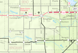 Map of Kingman Co, Ks, USA