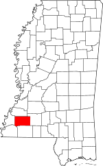 Map of Mississippi highlighting Franklin County