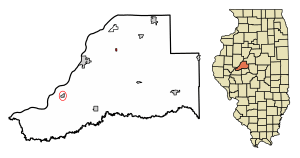 Location of Topeka in Mason County, Illinois.