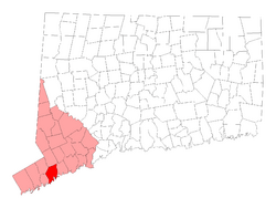 Location in Fairfield County, Connecticut and the state of Connecticut