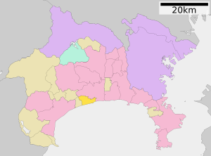 Location of Ōiso in Kanagawa Prefecture