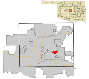 Location in Oklahoma County and the state of Oklahoma.