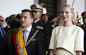 PRESIDENTE DANIEL NOBOA AZIN, JUNTO A LA PRIMERA DAMA, LAVINIA VALBONESI INGRESAN A PALACIO DE CARONDELET,23 DE NOVIEMBRE DE 2023