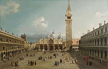 Piazza San Marco with the Basilica, by Canaletto, 1730. Fogg Art Museum, Cambridge