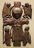 Placca della crocifissione, in bronzo, da st. john's rinnagan, contea di roscommon, viii secolo