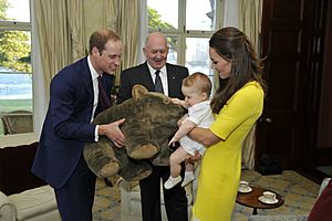 Prince William, Catherine, Prince George and Peter Cosgrove