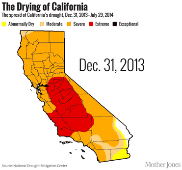 Progression of the 2012-2014 historic California drought, from December 2013 to July 2014