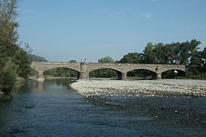 The 14th century bridge in Puente la Reina de Jaca