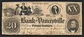 Recto Bank of Yanceyville (North Carolina) 20 dollars 1856 urn-3 HBS.Baker.AC 1141665