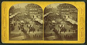 Scollay's square, parade on Decoration Day, from Robert N. Dennis collection of stereoscopic views