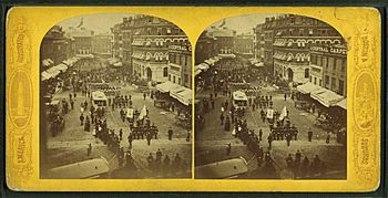 Scollay's square, parade on Decoration Day, from Robert N. Dennis collection of stereoscopic views