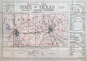 Sectional Map State of Texas Dallas and Tarrant Counties 1915 UTA