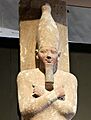 Statues of Senwosret I (ca. 1878-1839 BCE) wearing the white crown of Upper Egypt, Lisht, Grand Egyptian Museum, Cairo (54298955585) (upclose)