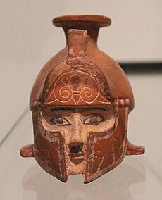 Warrior head vases Ashmolean, Camirus, Rhodes, 590-575 BC