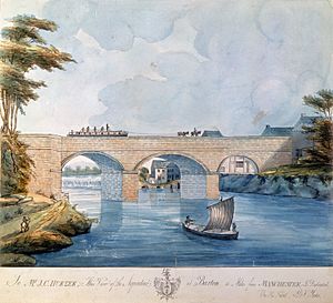 Watercolour of Barton aqueduct by G.F. Yates 1793