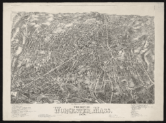 1878 map Worcester Massachusetts byBailey BPL 10182