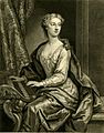 Anastasia Robinson seated at the harpsichord John Faber the Younger 1727 after John Vanderbank 1723