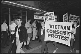 Anti-Vietnam War demonstration Martin Place & Garden Island Dock, Sydney, NSW 1966-04-15