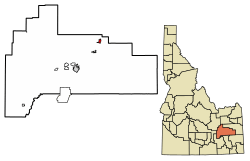Location of Shelley in Bingham County, Idaho.