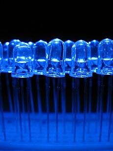 Blue light emitting diodes over a proto-board