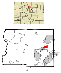Location of the Niwot CDP in Boulder County, Colorado.
