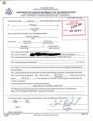 Certificate of Loss of Nationality of the United States