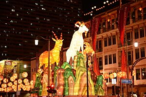 Chinese New Year decorations along New Bridge Road, Singapore - 20150215