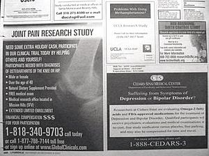 Clinical trial newspaper advertisements