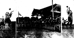 Collingwood vs Geelong at Erskineville Oval Sydney from The Australasian 21 August 1909 pg 34
