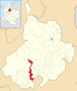 Location of the municipality and town of Vélez, Santander in the Santander  Department of Colombia.