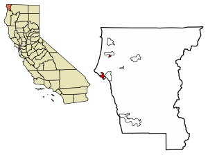 Location of Crescent City in Del Norte County