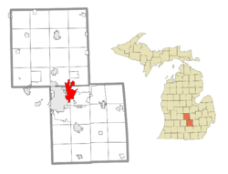 Location within Clinton County (top) and Ingham County (bottom)
