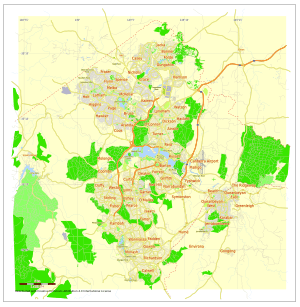Free printable and editable vector map of Canberra Australia