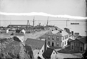 Government Wharf at Nelson, showing the Custom House Hotel