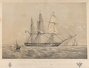 H.M.S. Leander, 50 guns, appointed to convey the Royal Commissioners to the Exhibition at New York RMG PY0943.jpg