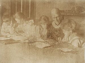 Julia and the children at lessons 1894