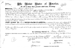 Land patent-ohio-logan-co-1834-henry-hanford