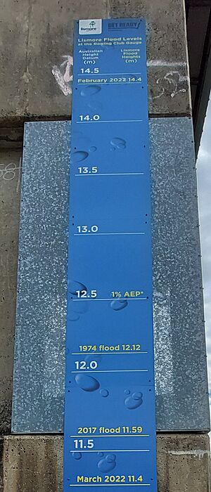 Lismore flood levels to 2022