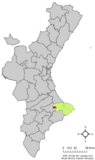 Location of Vall de Alcalá within the Comunidad Valenciana