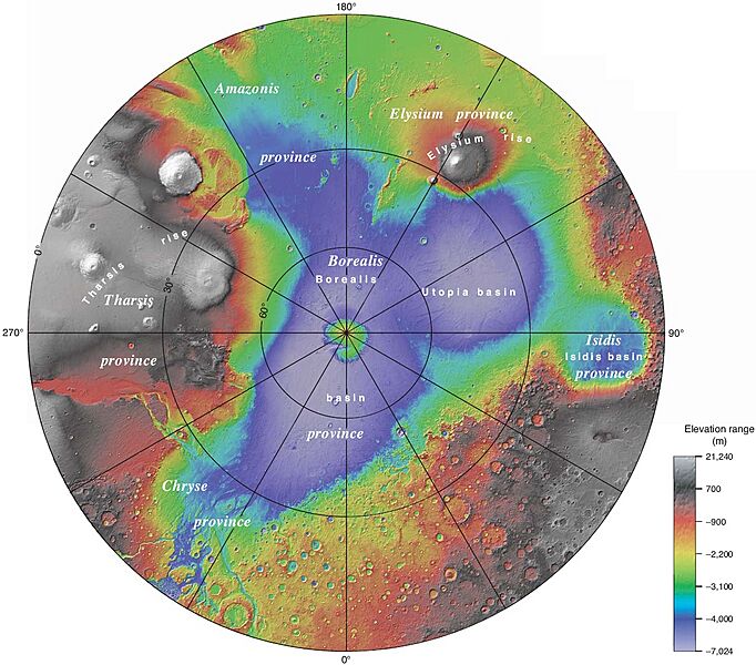Mars northern hemisphere topo