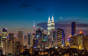 Moonrise over kuala lumpur