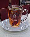 Mug of Earl Grey tea, Cafe Express, York Way, London, England 02
