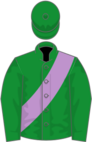 Green, mauve sash